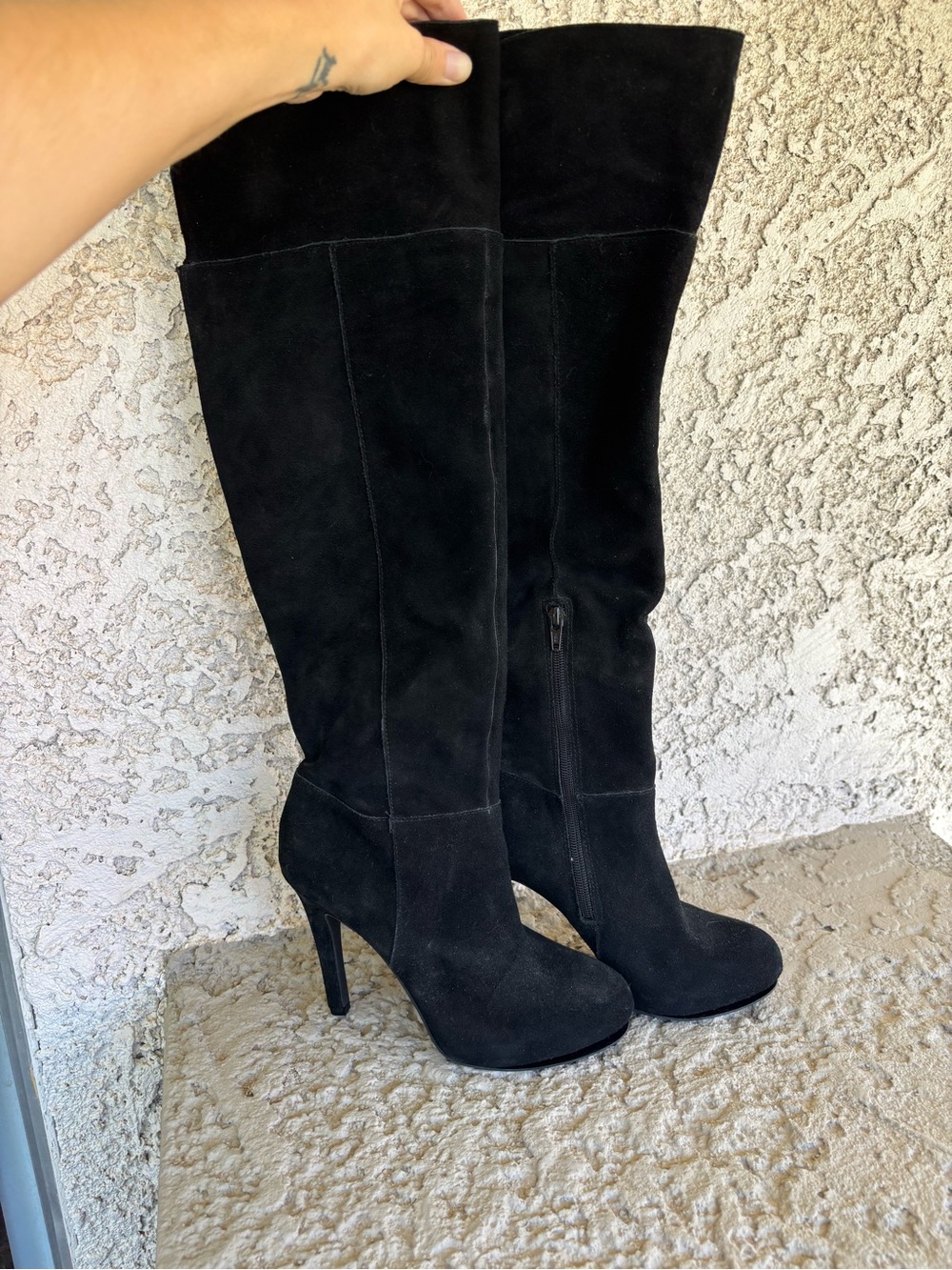 Jessica Simpson Black Suede Over-the-Knee Stiletto Boots Size 8
